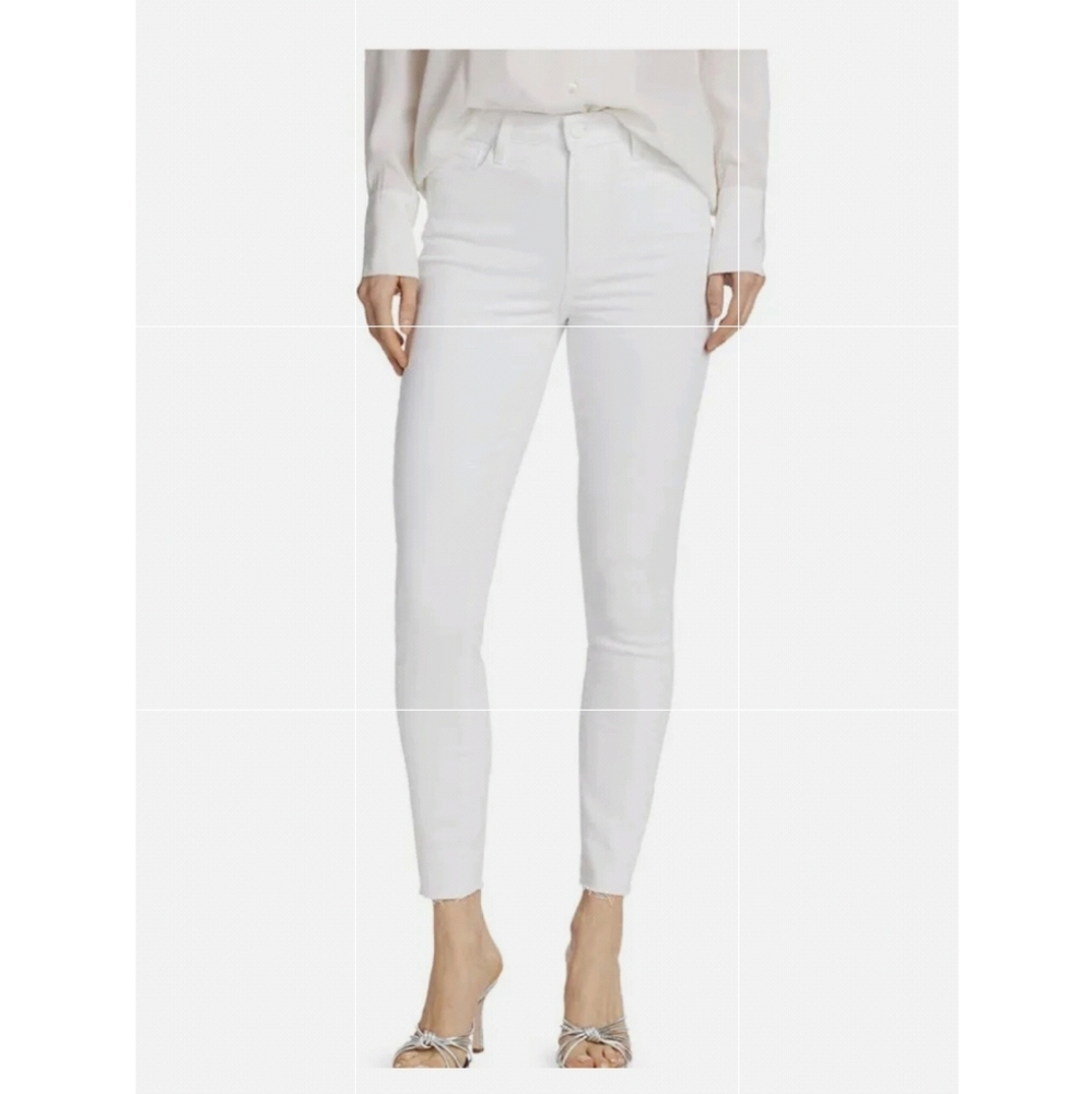 Paige Jeans Margot Ankle Skinny Jeans Crisp White Raw Hem Size 25 - Picture 1 of 8